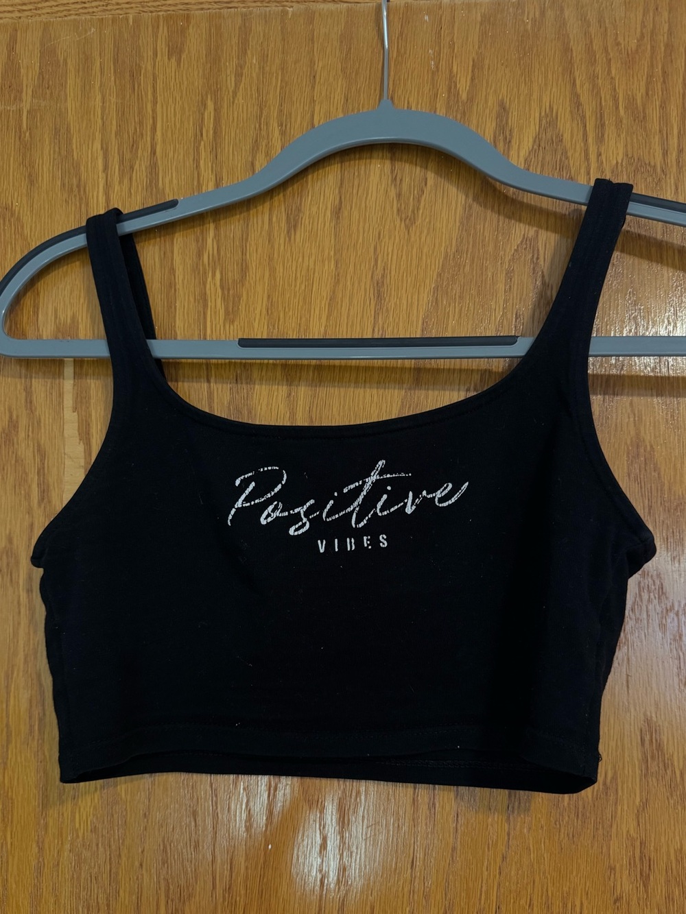 Terranova Black Cropped Tank with Metallic Script
